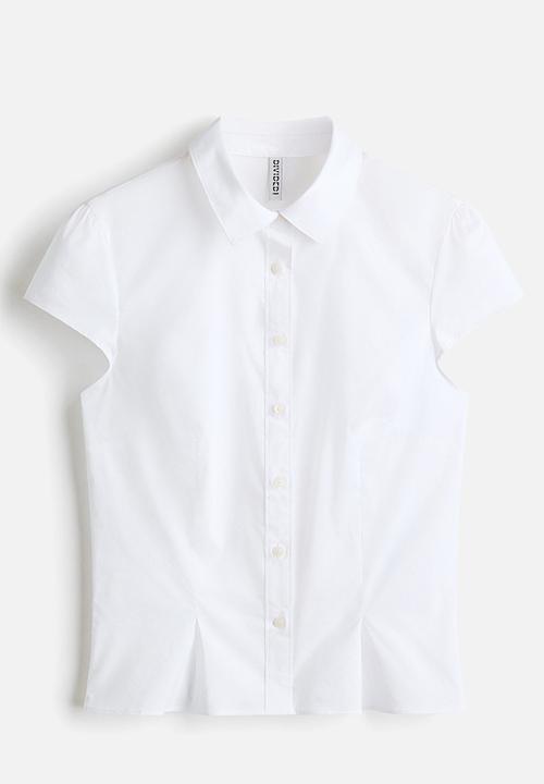 H&M - Cap-sleeved poplin shirt - white