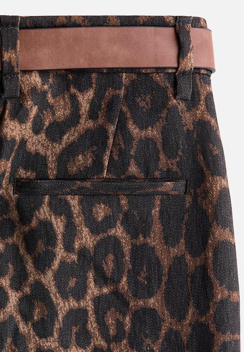 H&M - Wide belted trousers - brown/leopard print