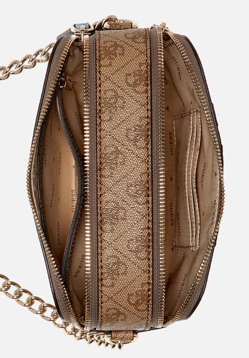 GUESS - Noelle Ii Camera Crossbody Bag-Latte Logo/Light Blue