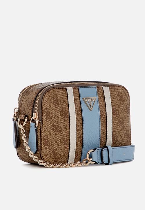 GUESS - Noelle Ii Camera Crossbody Bag-Latte Logo/Light Blue
