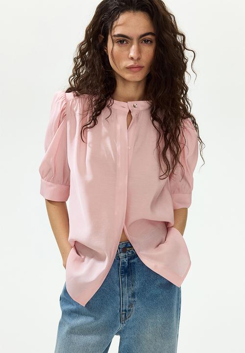 H&M - Puff-sleeved blouse - light pink