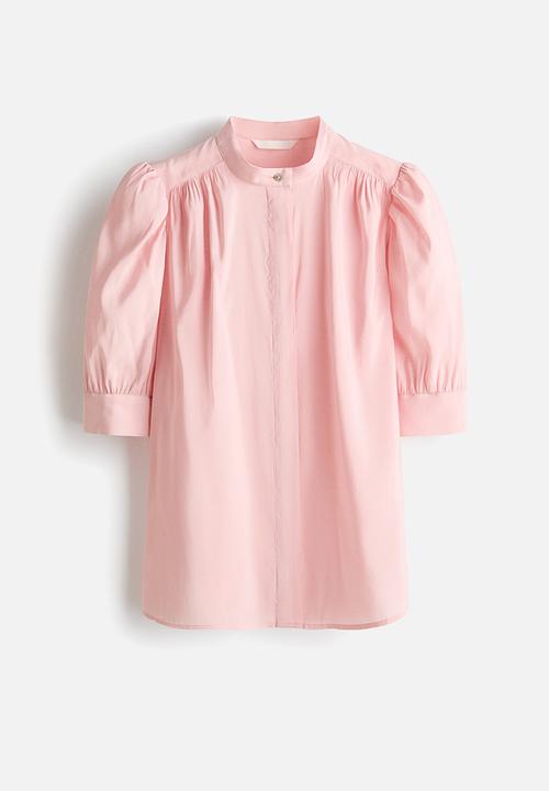 H&M - Puff-sleeved blouse - light pink