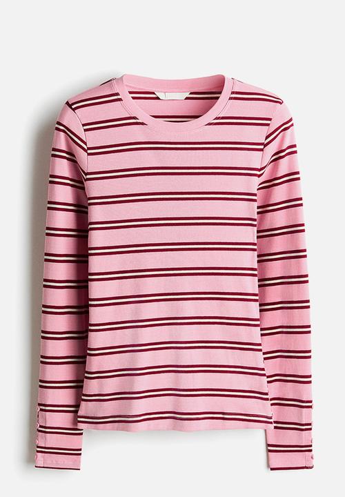 H&M - Ribbed top - pink/striped