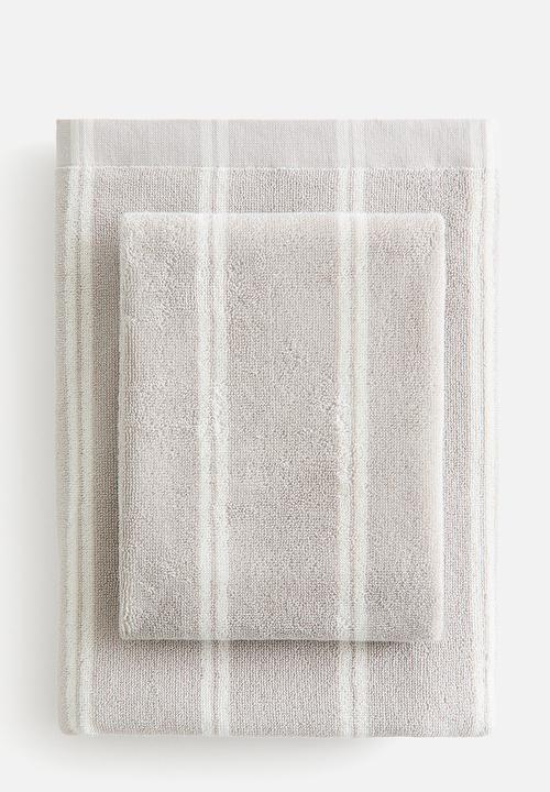 H&M - Striped bath towel - light greige/striped