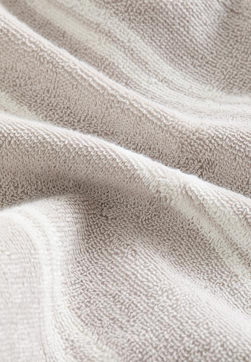 H&M - Striped bath towel - light greige/striped
