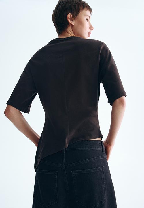 H&M - Draped t-shirt - dark brown