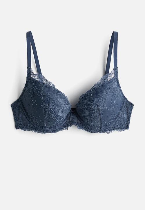 H&M - Lace push-up bra - dark blue