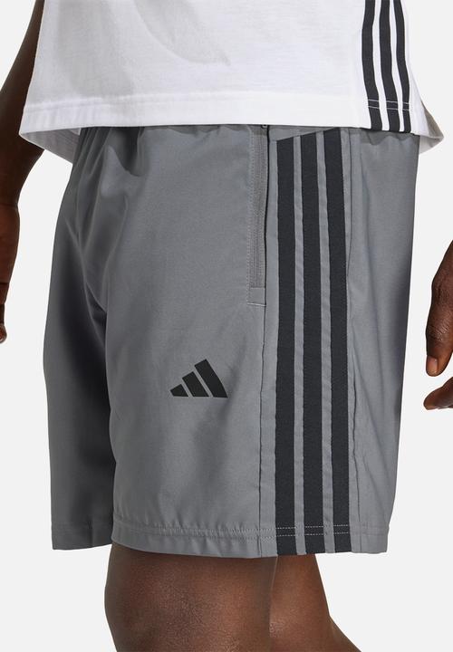 adidas Performance - Workout Essentials Base 3-Stripes Woven Shorts - Grey/Black