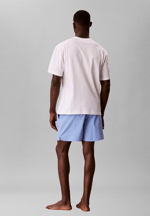 Calvin Klein - S/S SHORT SET - CLASSIC WHITE TOP / SLIM STRIPE BLUE DESCENT BOTTOM