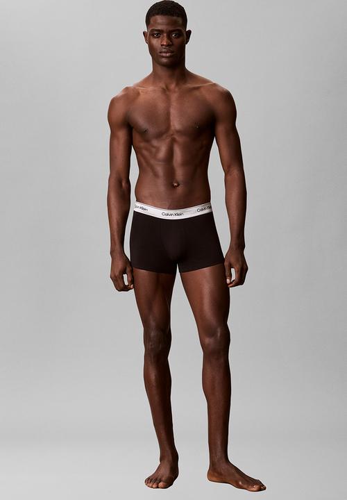 Calvin Klein - TRUNK 3PK - BLACK W/ SILVER HAZE WB/SILVER HAZE/WHITE W/ SILVER HAZE WB