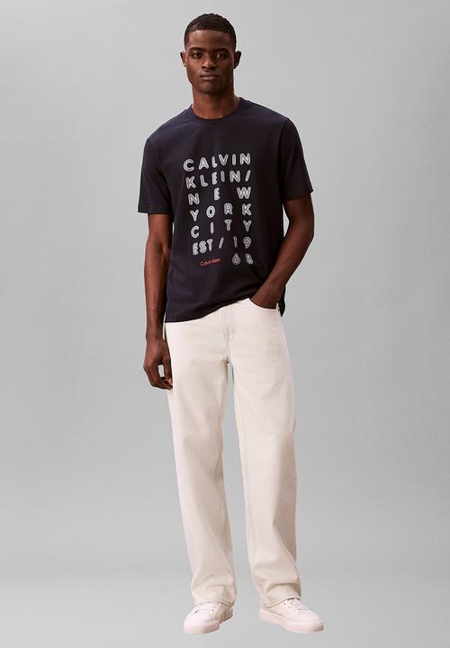 Calvin Klein - SS 20'S CALVIN KLEIN LIGHTS GRAPHIC TEE - Dark Sapphire