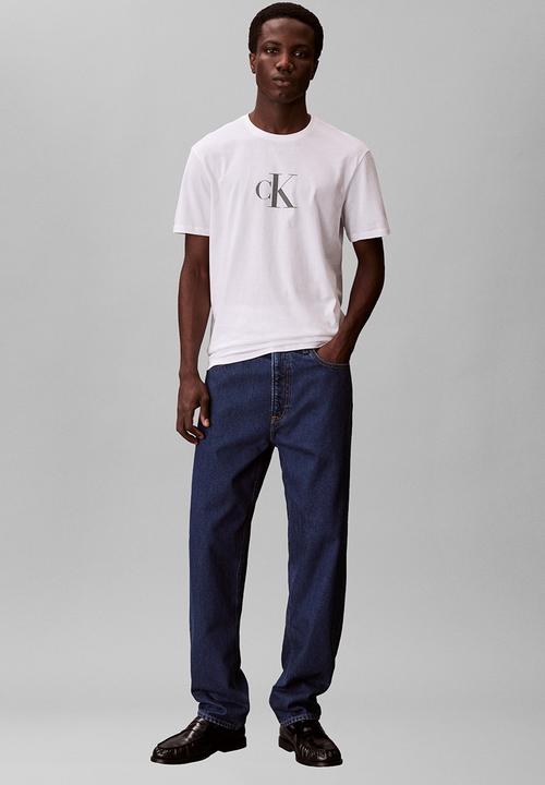 Calvin Klein - SS 30S DISTRESS MONOGRAM GRAPHIC TEE - Bright White