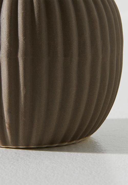 H&S - Embossed porcelain vase set of 3 - Brown