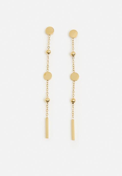 Zoe on Trend - Elegant Ball And Chain Drop-Earrings - Gold