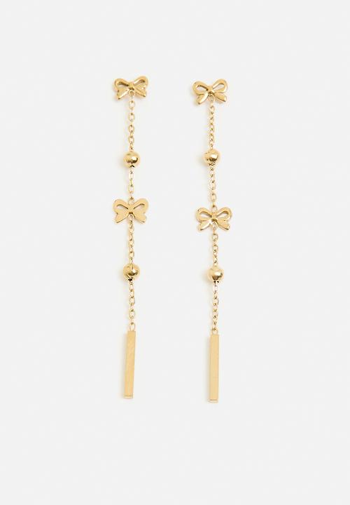 Zoe on Trend - Pretty Ball And Butterfly Drop-Earrings - Gold