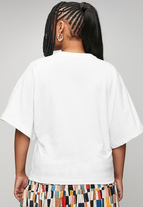 Me&B - Plus Kimono Sleeve Cinched Waist T-Shirt - Milk