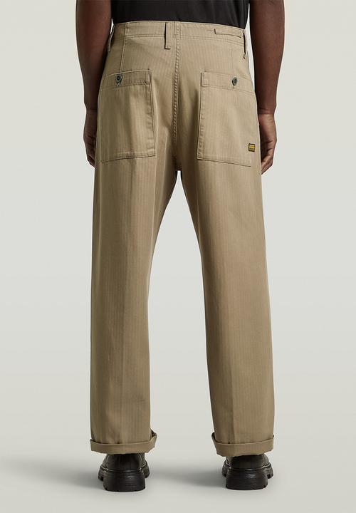 G-STAR - Boulder Pleated Chino Relaxed Straight - Fossil