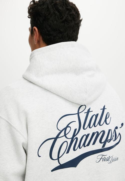Cotton On - Box Fit Graphic Hoodie - Athletic Marle/State Champs