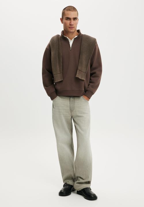 Cotton On - 1/4 Zip Fleece - Espresso