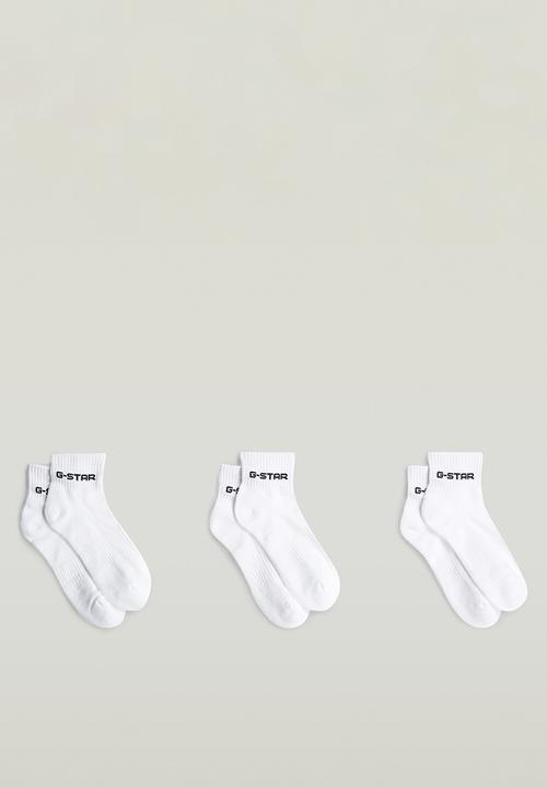 G-STAR - Short Logo Socks 3-Pack - Bright White