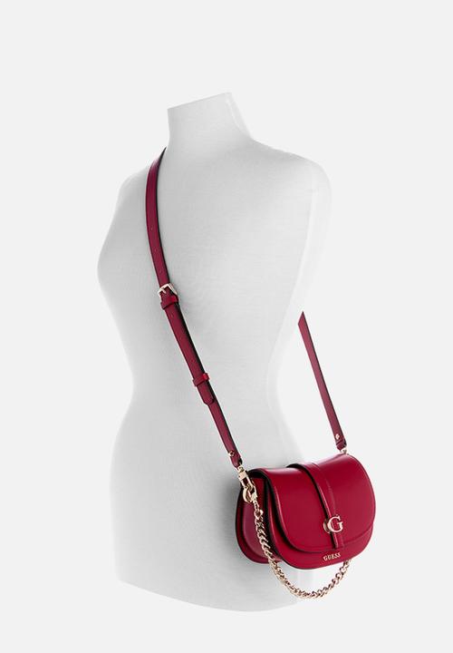 GUESS - Carrie Mini Flap Crossbody Bag- Dark Cherry