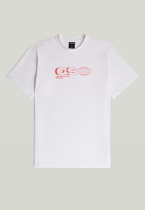 G-STAR - GS Globe print regular luxxe tee - white