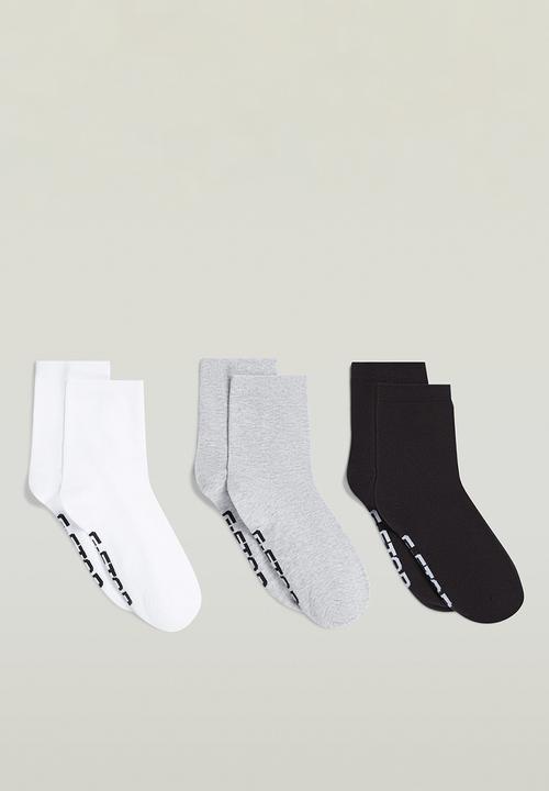 G-STAR - 3Pack Anklet - white/grey/black