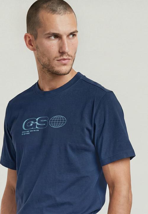 G-STAR - GS Globe print regular luxxe Tee - Blue