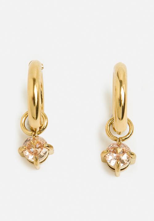 Zoe on Trend - Dangle Hoop Earrings - Gold