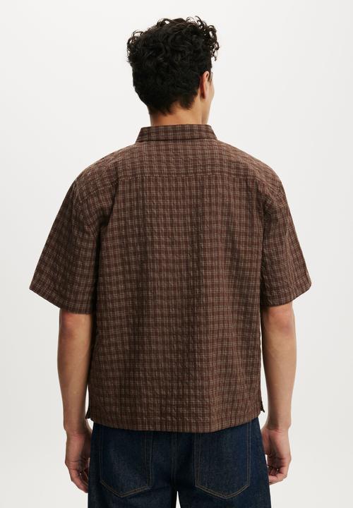 Cotton On - Darcy Short Sleeve Shirt - Brown Mini Grid Check