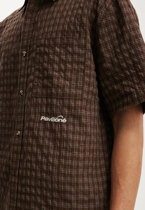 Cotton On - Darcy Short Sleeve Shirt - Brown Mini Grid Check