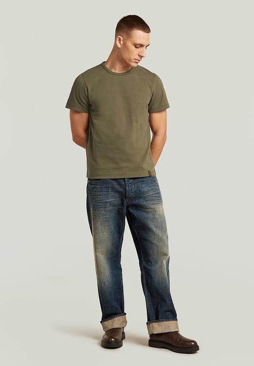 G-STAR - Base Shrunken Slim R T Short Sleeve - Dk Khaki