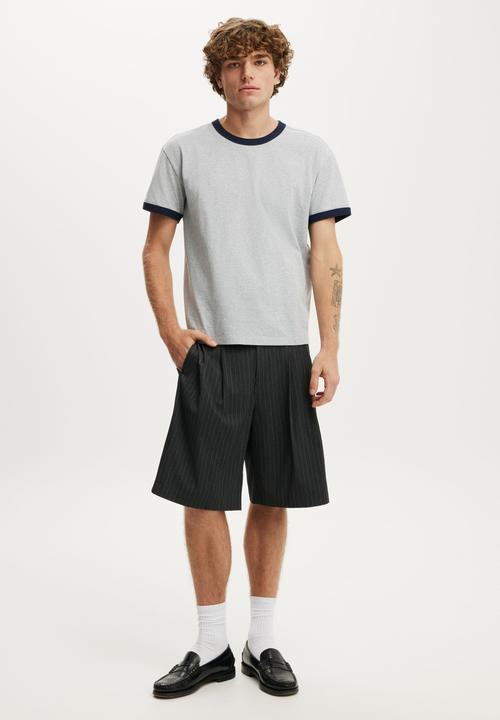 Cotton On - Fitted T-shirt - Grey Marle/Vintage Navy Ringer