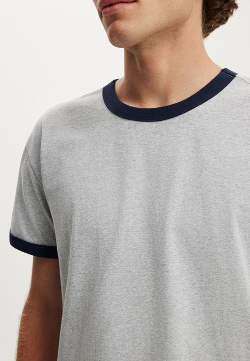Cotton On - Fitted T-shirt - Grey Marle/Vintage Navy Ringer