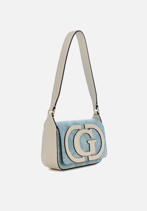 GUESS - Ruby Flap Shoulder Bag - Denim Logo