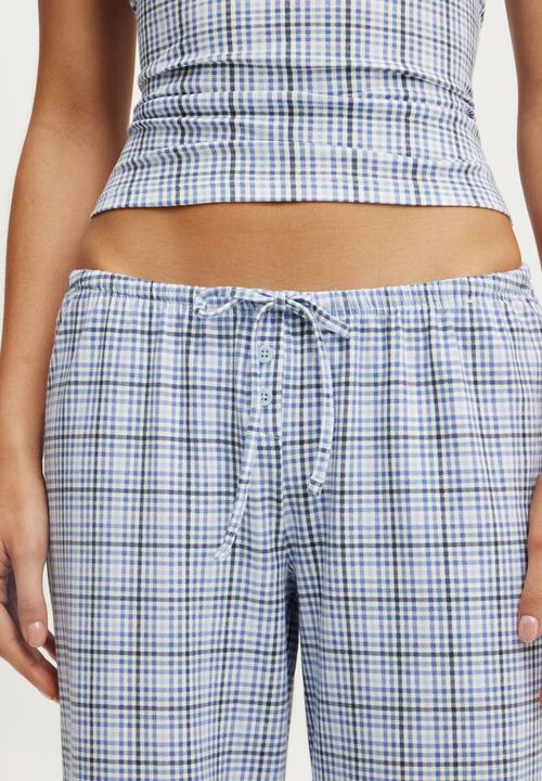 Cotton On - Dreamy soft wide leg pant - isla micro check daydream blue