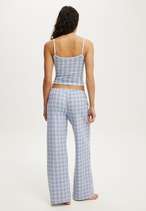 Cotton On - Dreamy soft wide leg pant - isla micro check daydream blue
