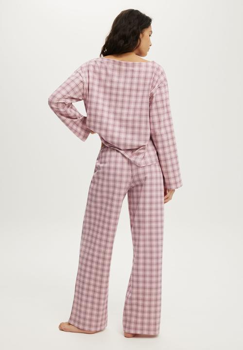 Cotton On - Dreamy soft wide leg pant - isla micro check pink kiss