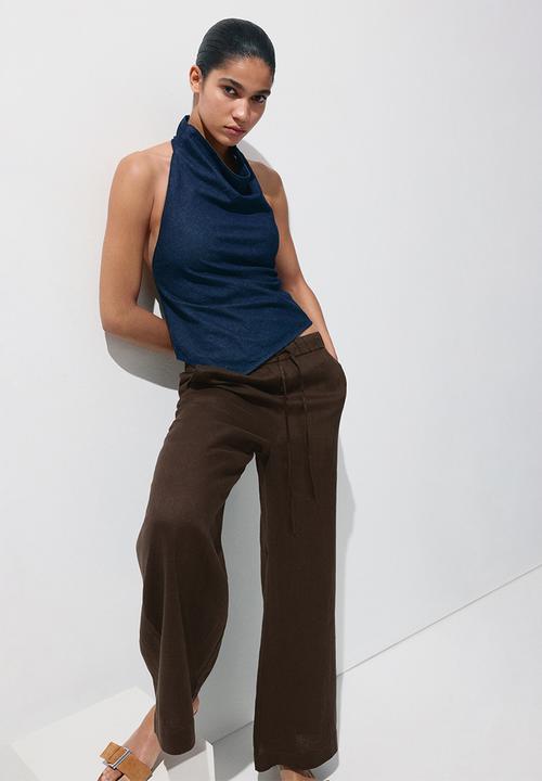 MANGO - Trousers soma - dark brown