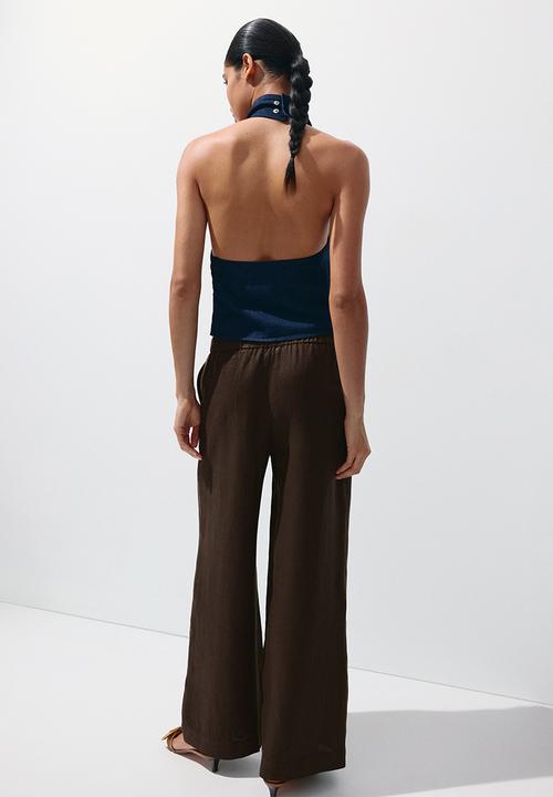 MANGO - Trousers soma - dark brown