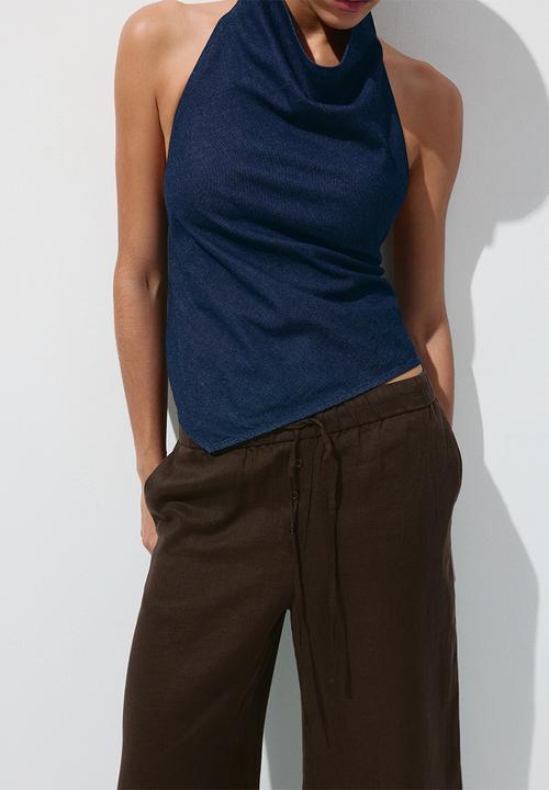 MANGO - Trousers soma - dark brown