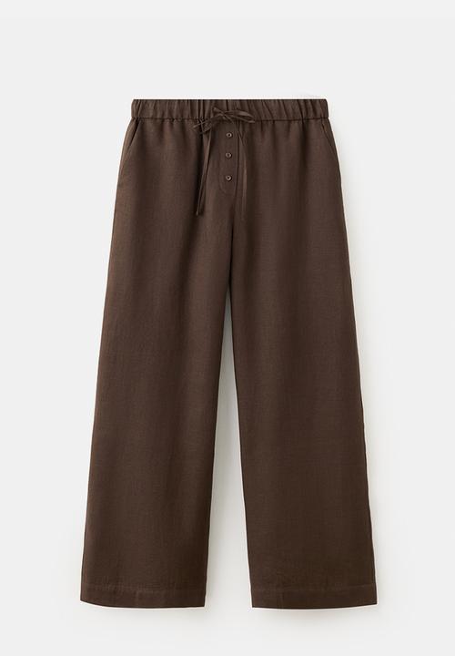 MANGO - Trousers soma - dark brown