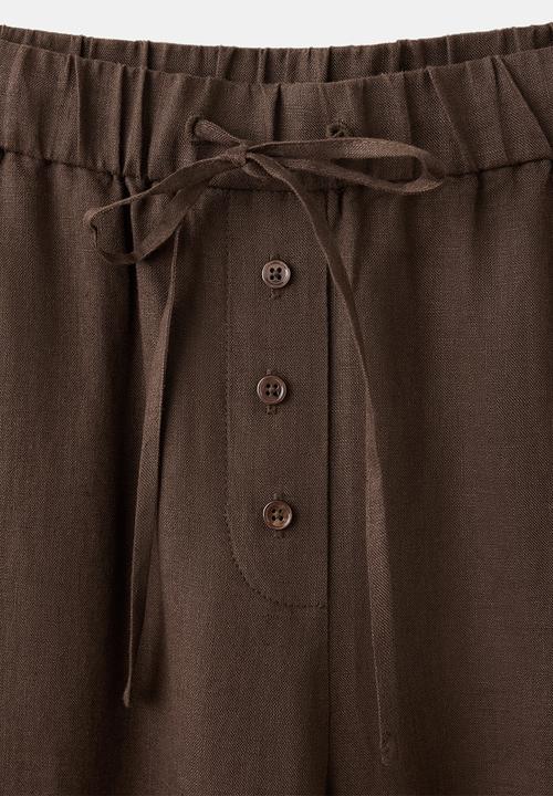 MANGO - Trousers soma - dark brown