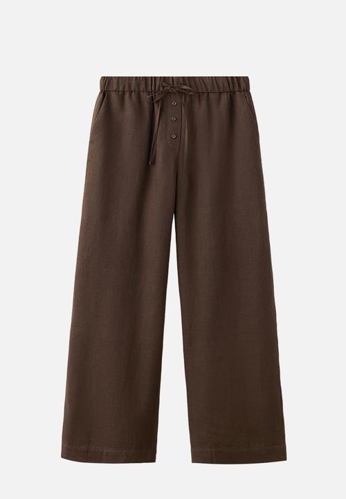 MANGO - Trousers soma - dark brown