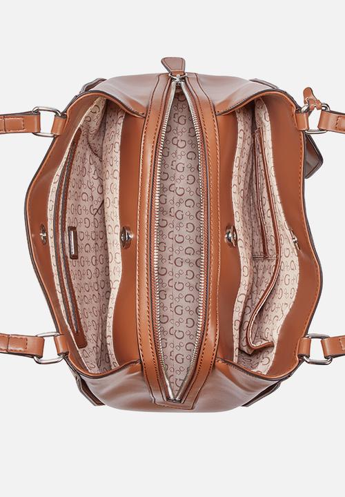 GUESS - Elsa Satchel Bag- Cognac