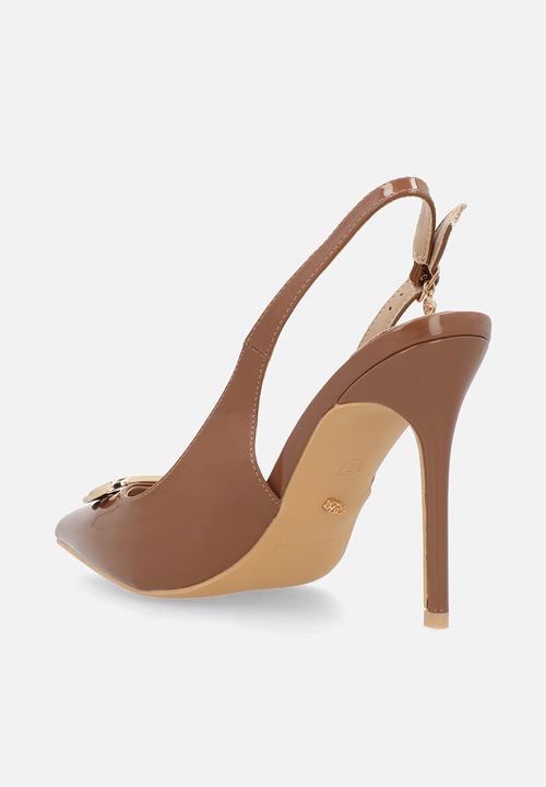 Miss Black - Lola 57 gold trim slingback heel - camel