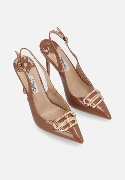 Miss Black - Lola 57 gold trim slingback heel - camel