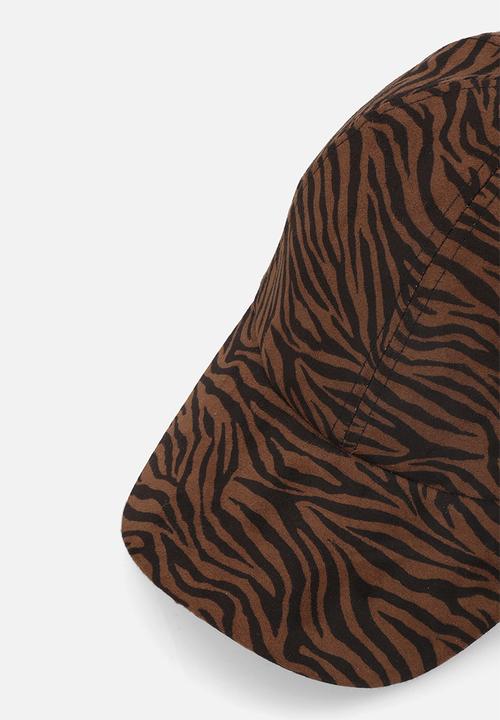 Tessa Design - Mila Zebra Print Peak Cap-Brown/Black
