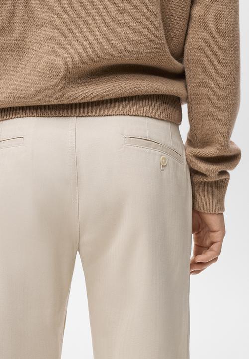 MANGO - Trousers Oren - Light/Pastel Brown