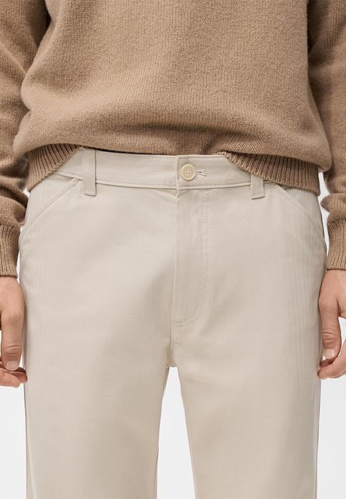 MANGO - Trousers Oren - Light/Pastel Brown